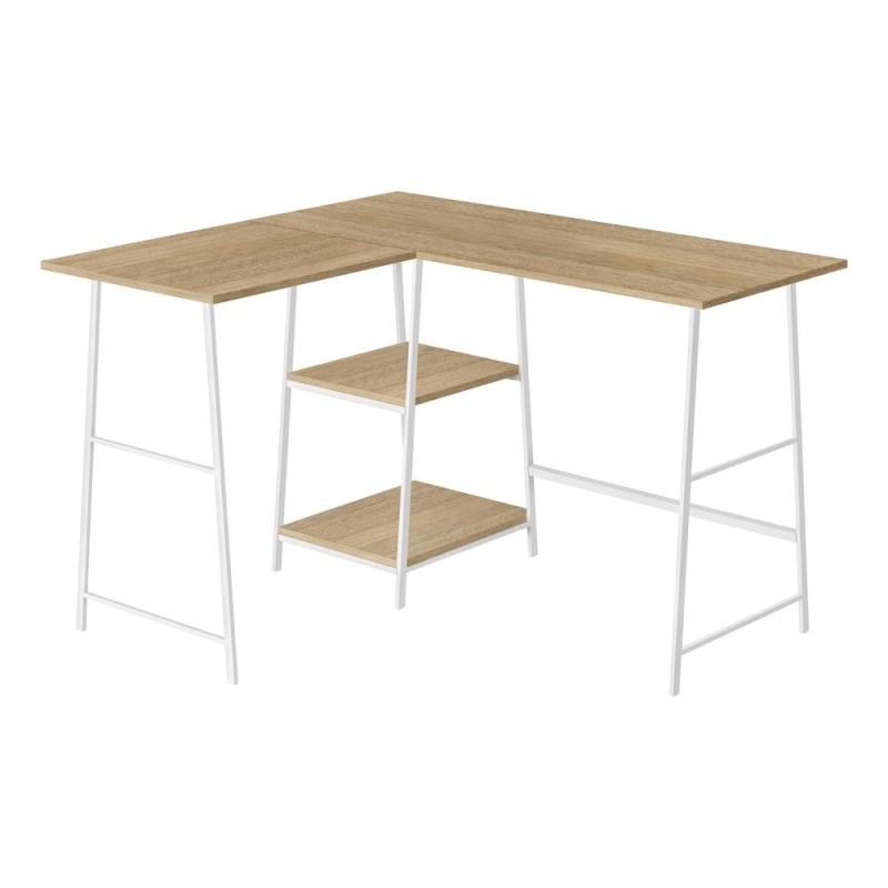 Monarch L-Shape Corner Computer Desk with Storage Shelves