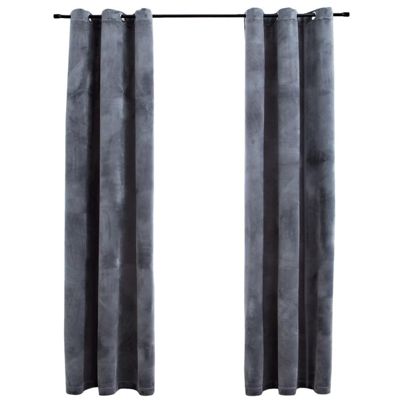 Vidaxl Blackout Curtains With Rings 2 Pcs Anthracite 37"X63" Velvet