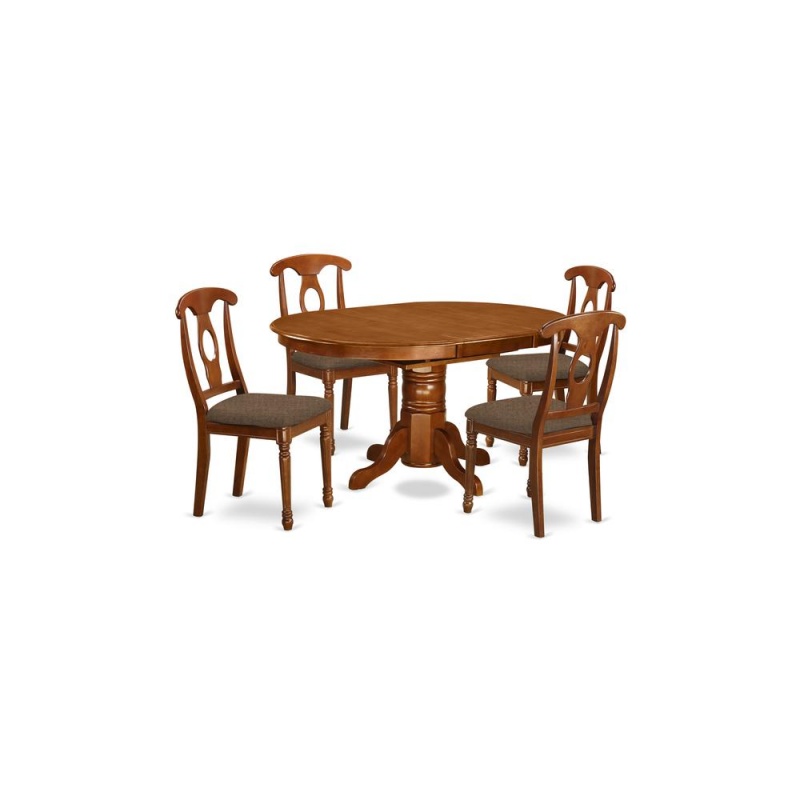 5 Pc Dining Set-Dining Table With Leaf And 4 Kitchen Chairs