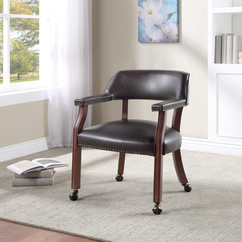 Cavett Burnished Brown Caster Game Chair