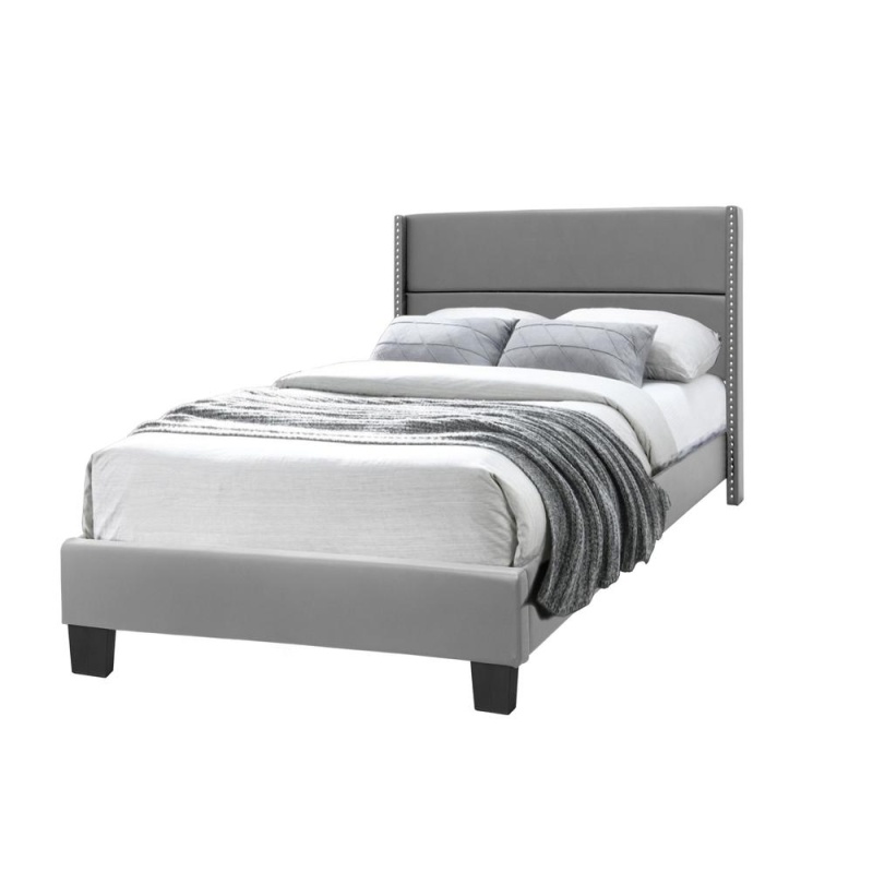 Better Home Products Giulia Faux Leather Upholstered Twin Platform Bed In Gray