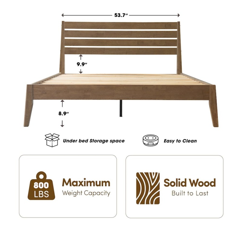 Full Wooden Platform Bed Frame