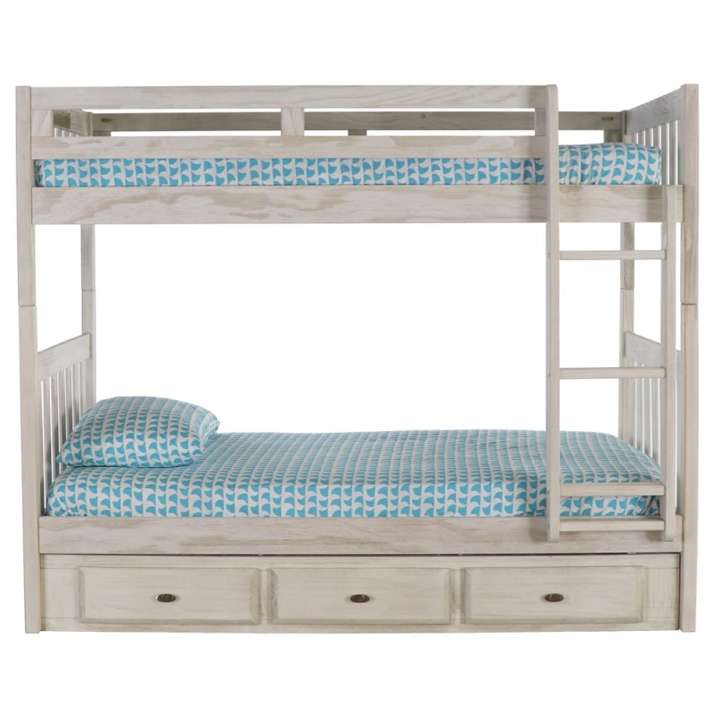 Os Home And Office Furniture Model Solid Pine Twin/Twin Bunk Bed With Three Drawers In Light Ash