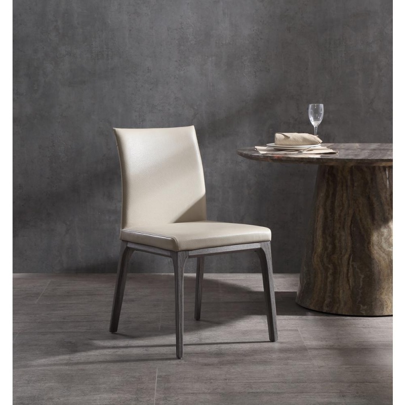 Stella Dining Chair With Gray Oak Veneer Base And Taupe Seat (Set Of 2)
