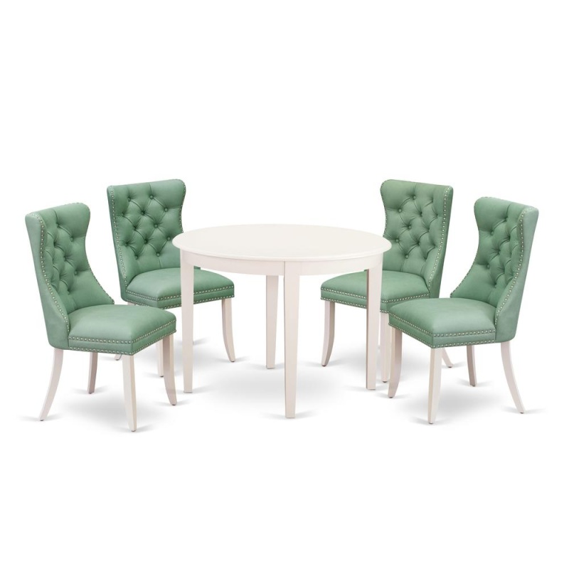 5 Piece Dining Room Furniture Set With Round Kitchen Table