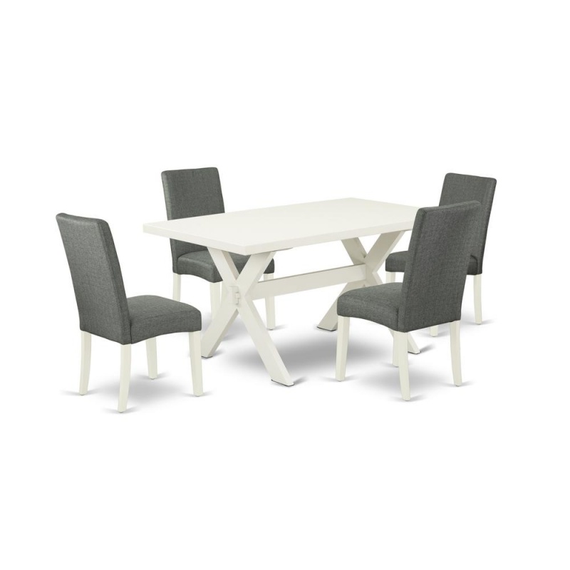 East West Furniture X026dr207-5 - 5-Piece Dining Room Table Set - 4 Parson Dining Chairs And Dinette Table Hardwood Frame