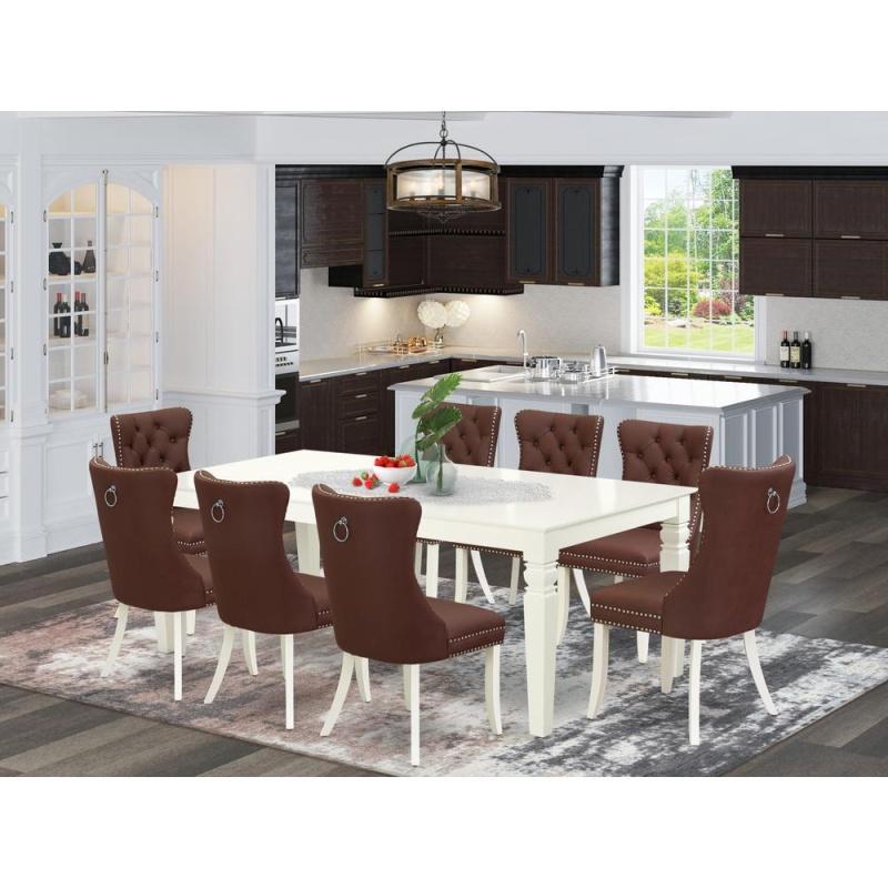 9 Piece Kitchen Table Set Consists Of A Rectangle Dining Table