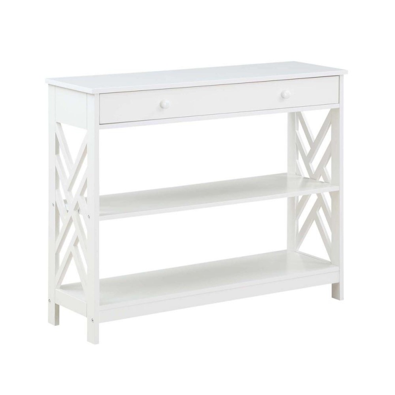 Titan 1 Drawer Console Table With Shelves, White