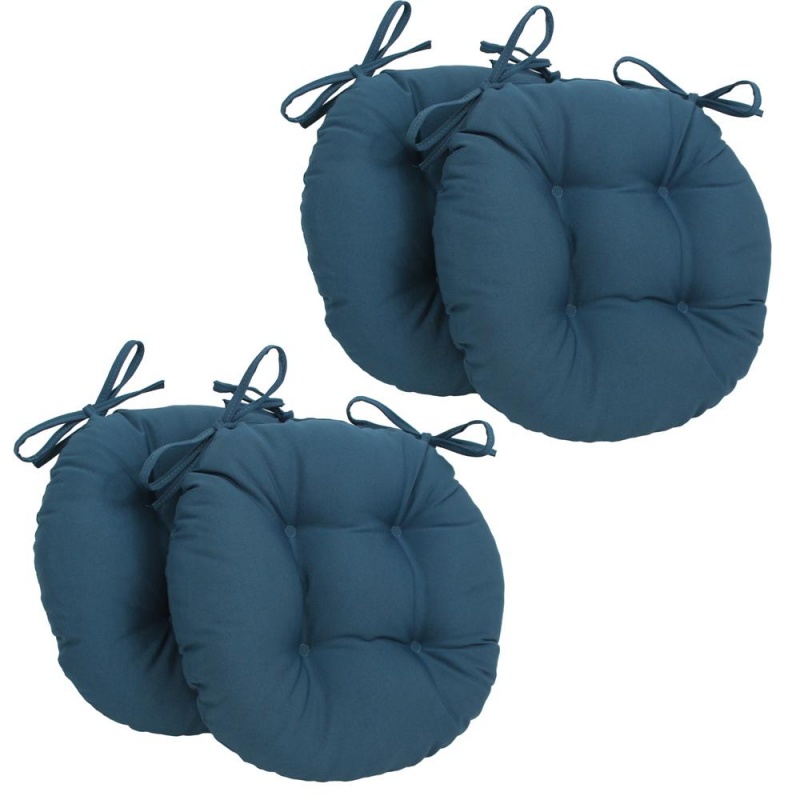 16-Inch Solid Twill Round Tufted Chair Cushions (Set Of 4)