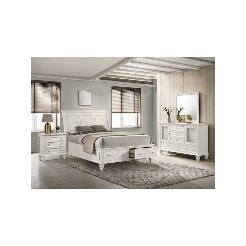Sandy Beach 4-Piece Eastern King Bedroom Set Cream White