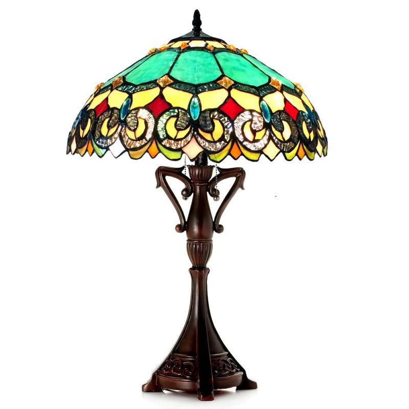 Aubrey Victorian 2 Light Antique Dark Bronze Table Lamp 18" Shade
