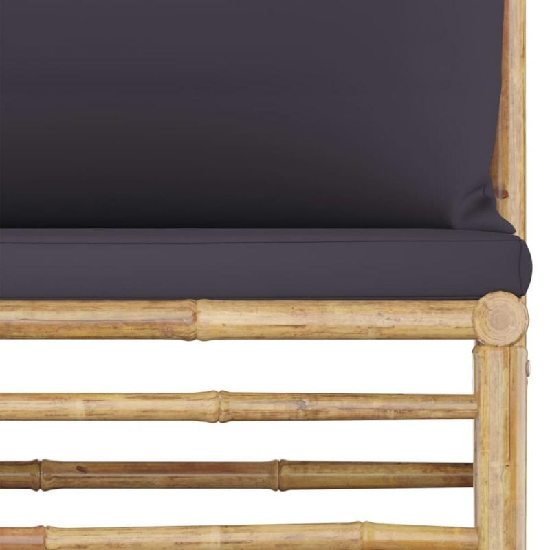 Vidaxl 4 Piece Garden Lounge Set With Dark Gray Cushions Bamboo 8244