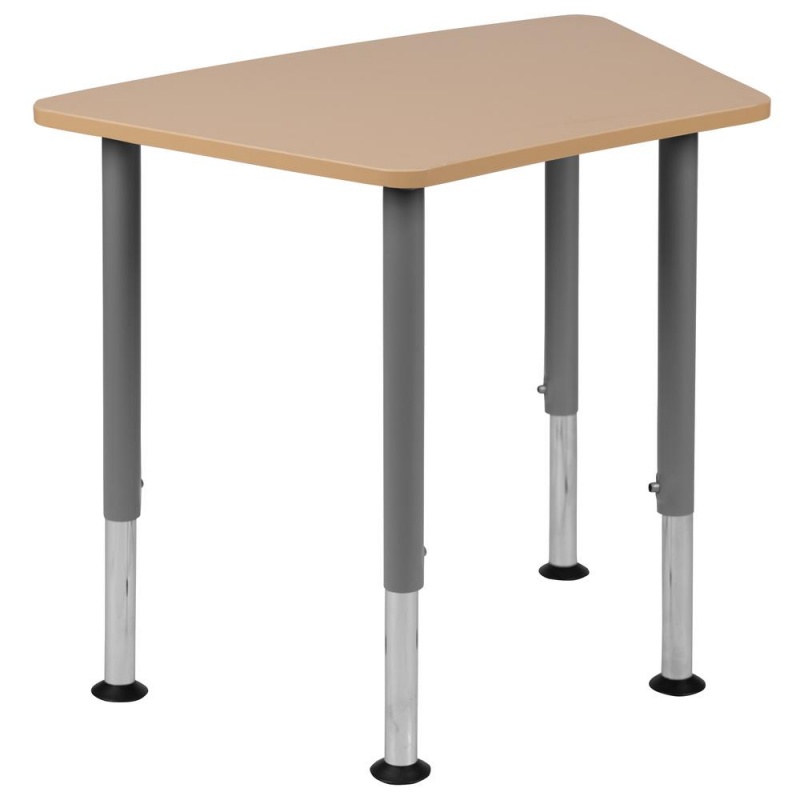Triangular Natural Collaborative Student Desk (Adjustable From 22.3" To 34") - Home And Classroom