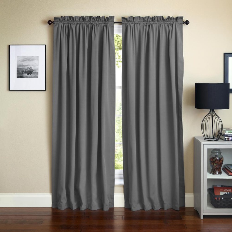 Blazing Needles 84-Inch By 52-Inch Twill Curtain Panels (Set Of 2)
