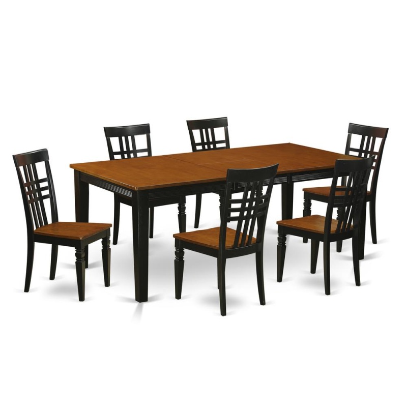 7 Pckitchen Table Set With A Dining Table And 6 Dining Chairs In Black And Cherry