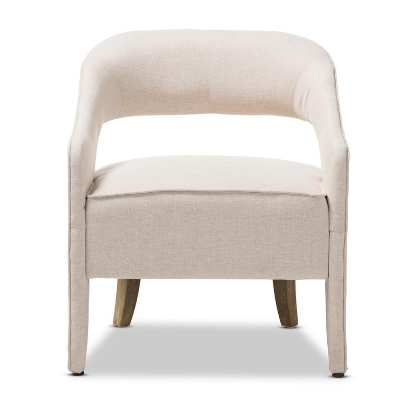 Floriane Modern And Contemporary Beige Fabric Upholstered Lounge Chair