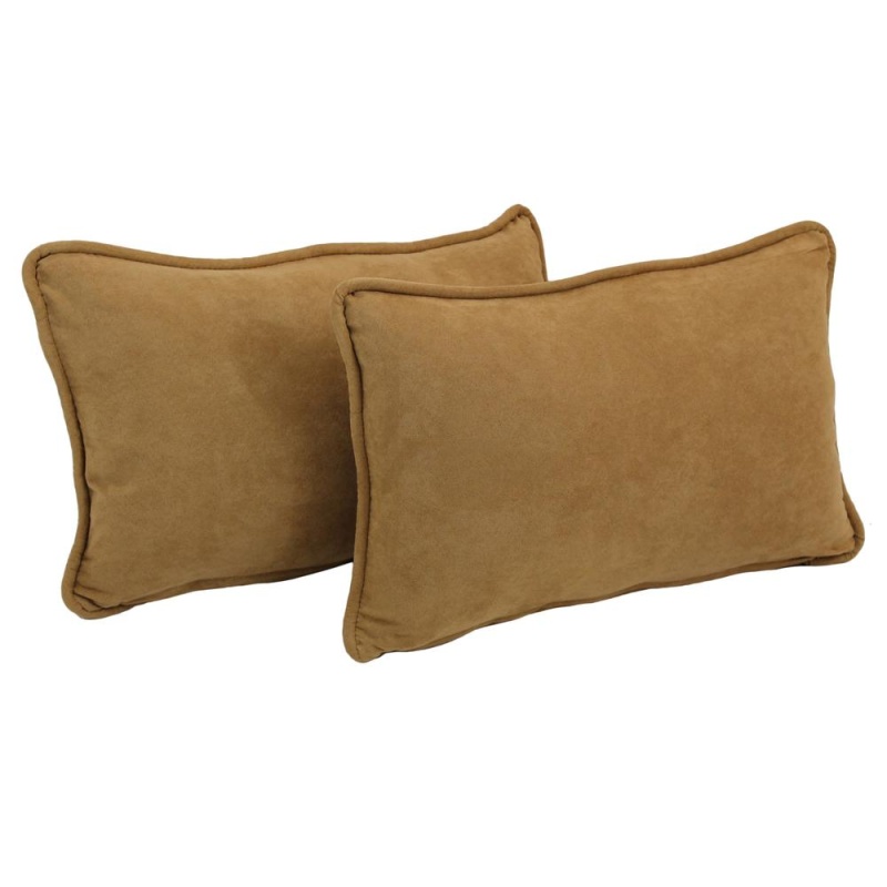 20-Inch By 12-Inch Double-Corded Solid Microsuede Back Support Pillows With Inserts (Set Of 2) 9811-Cd-S2-Ms-Cm