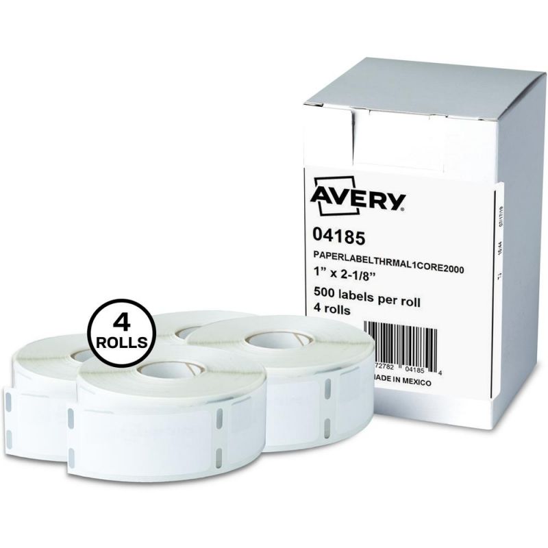 Avery® Direct Thermal Roll Labels - 1" Height X 2 1/8" Width - Permanent Adhesive - Rectangle - Thermal - Bright White - Paper - 500 / Sheet - 500 / Roll - 4 Total Sheets - 2000 Total Label(S) - 5
