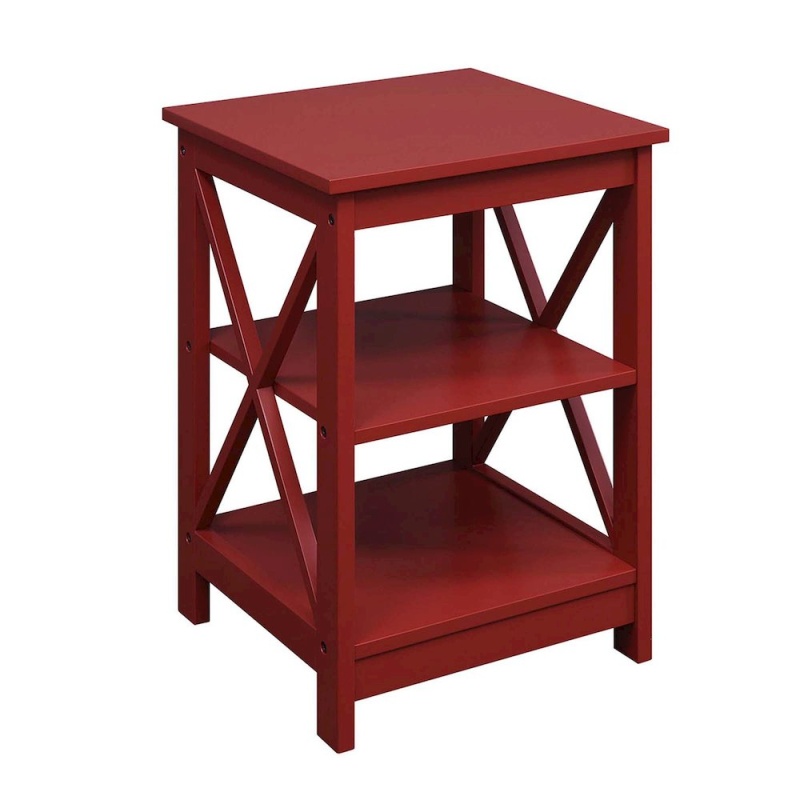 Oxford End Table With Shelves Cranberry Red