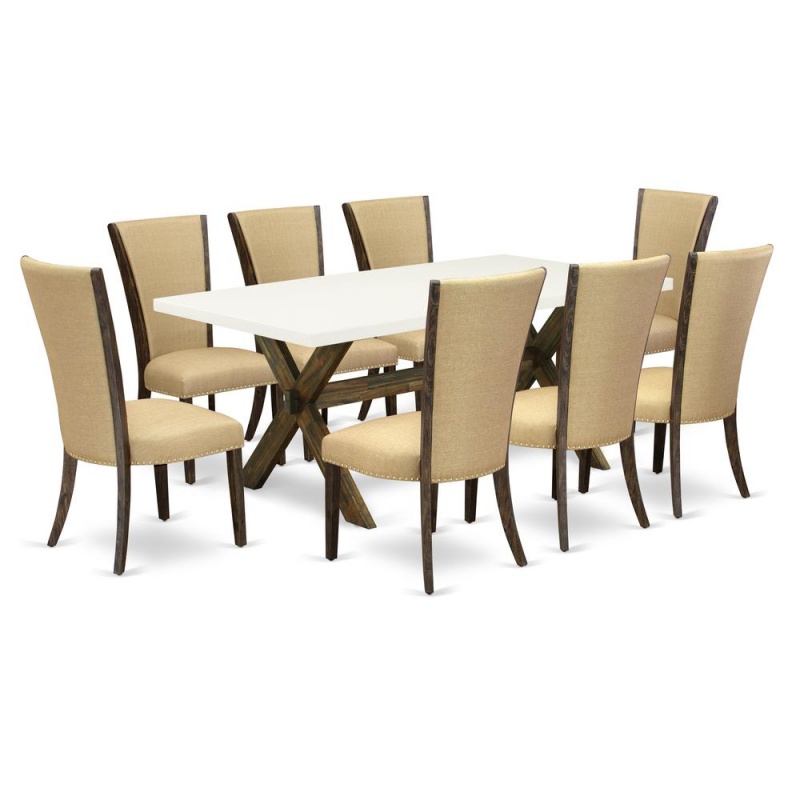 9-Piece Kitchen Set with Rectangular Table and 8 Chairs