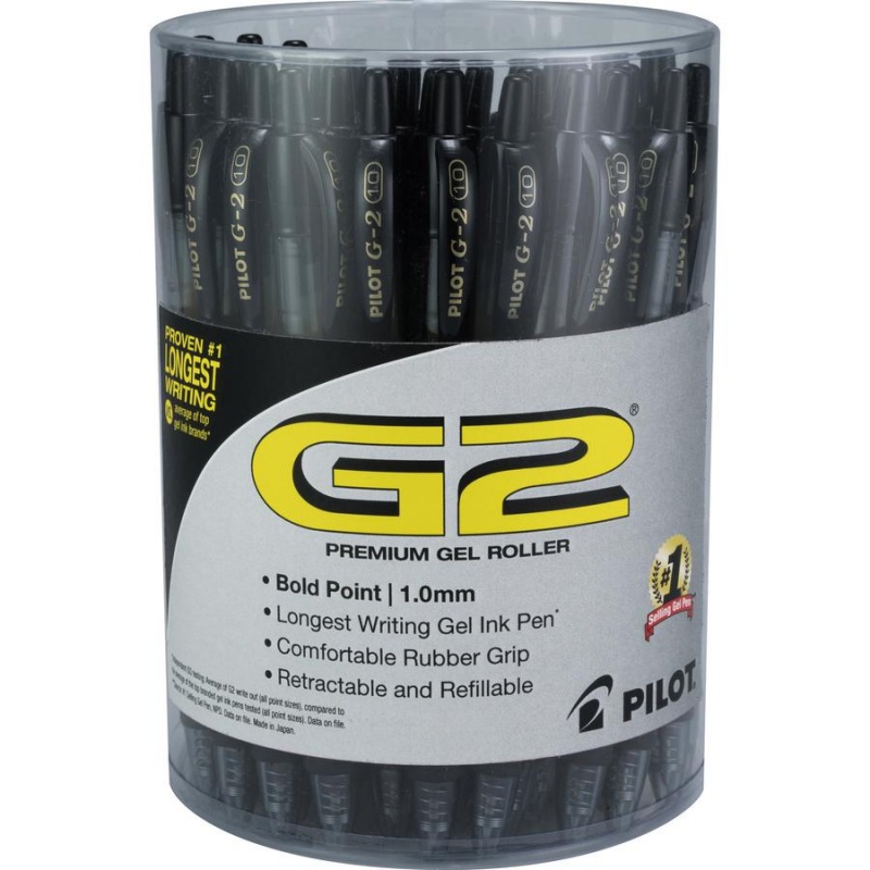 G2 1.0Mm Gel Pens - Bold Pen Point - 1 Mm Pen Point Size - Refillable - Retractable - Black Gel-Based Ink - Clear Barrel - 36 / Pack