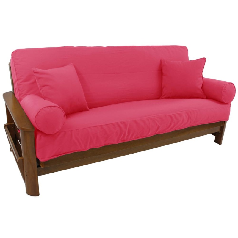 Set Of 5 Full Futon Cover Set W/Two 18 Inch Pillows And Two Bolsters (Twill Fabric) 9680-Cd-Tw-Bb