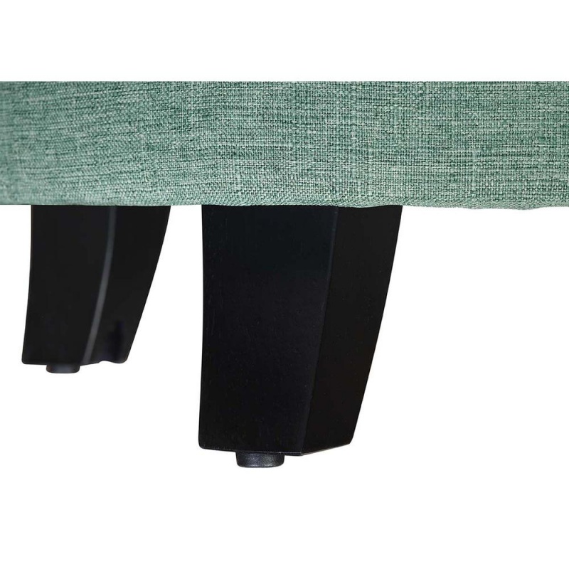 Designs4comfort Round Storage Ottoman, Green Faux Linen