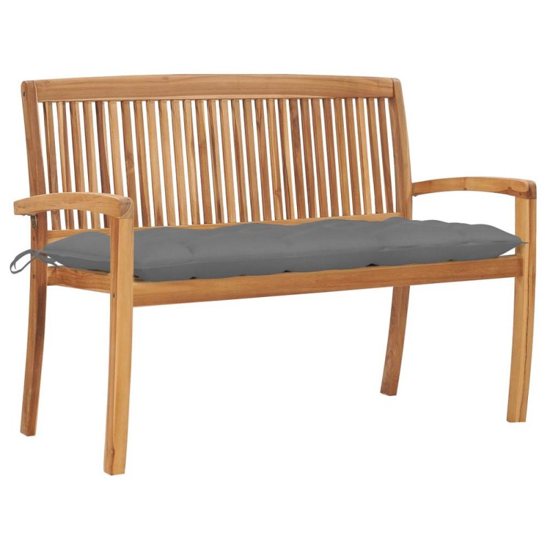 Vidaxl Stacking Garden Bench With Cushion 50.6" Solid Teak Wood 3295