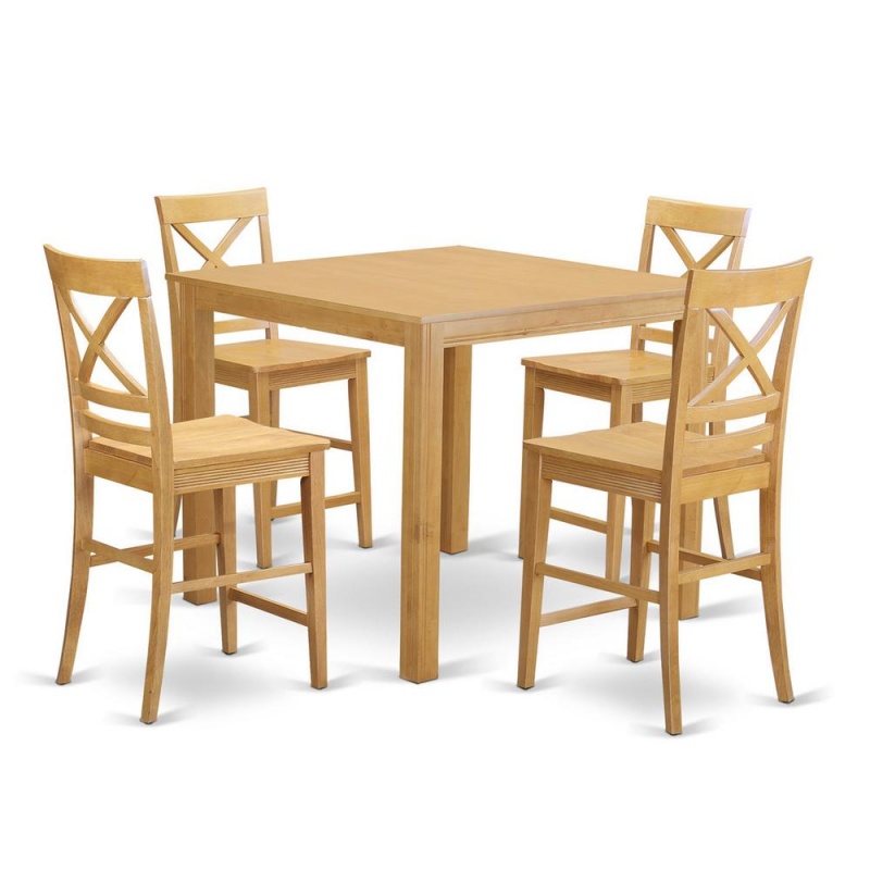 5 Pc Counter Height Pub Set - Dining Table and 4 Bar Stools