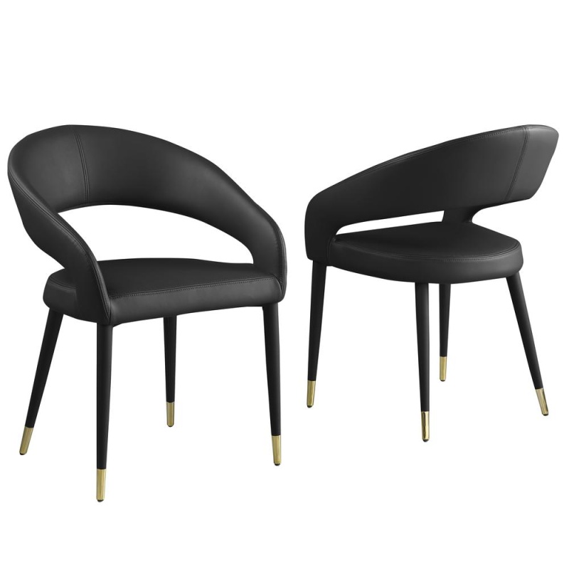 Jacques Faux Leather Black Dining Chairs (Set Of 2)