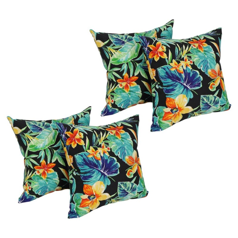 17-Inch Square Pattern Polyester Outdoor Throw Pillows (Set of 4)