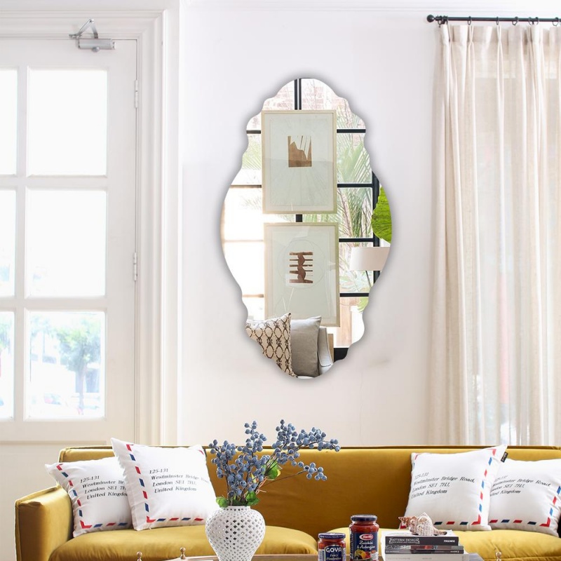 Chloe's Reflection Horizontal Hanging Novelty Shaped Frameless Wall Mirror 24" Width