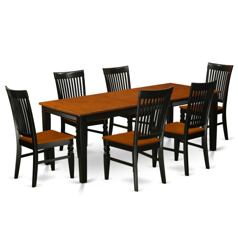 Dining Room Set Black & Cherry, Quwe7-Bch-w