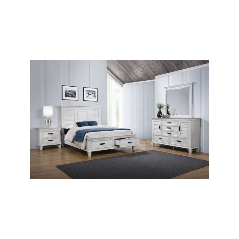 Franco 4-Piece Queen Bedroom Set Distressed White