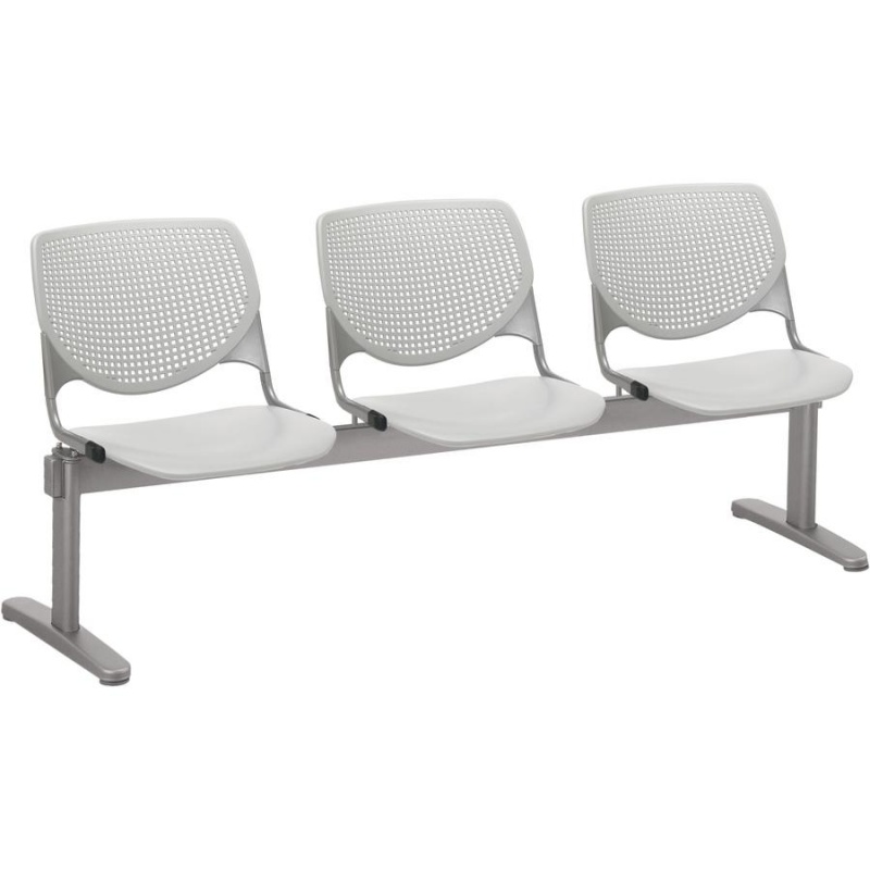 Kfi Kool 3 Seat Beam Chair - Light Gray Polypropylene Seat - Light Gray Polypropylene, Aluminum Alloy Back - Powder Coated Silver Tubular Steel Frame - 1 Each