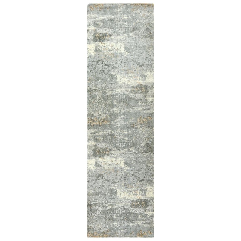 Hybrid Cut Pile Wool/ Tencel Rug, 2'6" X 8'
