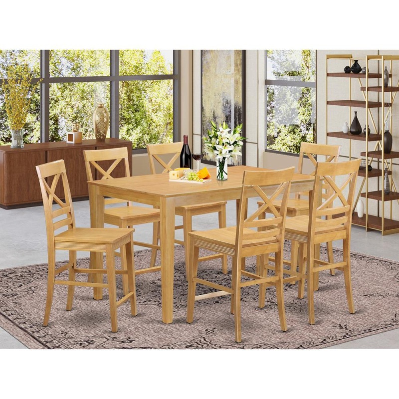 7 Pc Counter Height Table And Chair Set - Table And 6 High Chairs