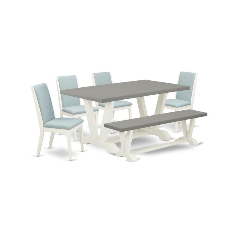 East West Furniture 6-Piece Rectangular Table Set