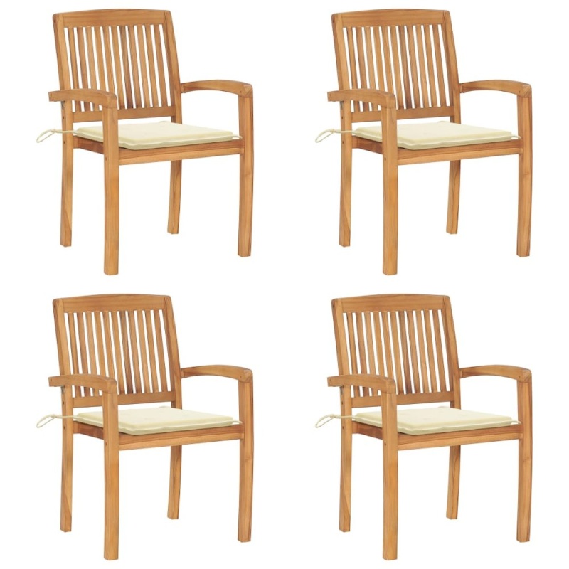 Stacking Patio Chairs With Cushions, 4 Pcs