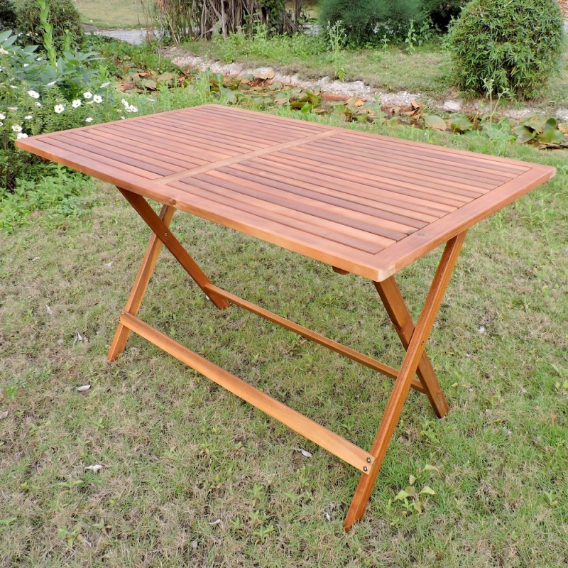 Rectangular Hardwood Folding Dining Table, Stain