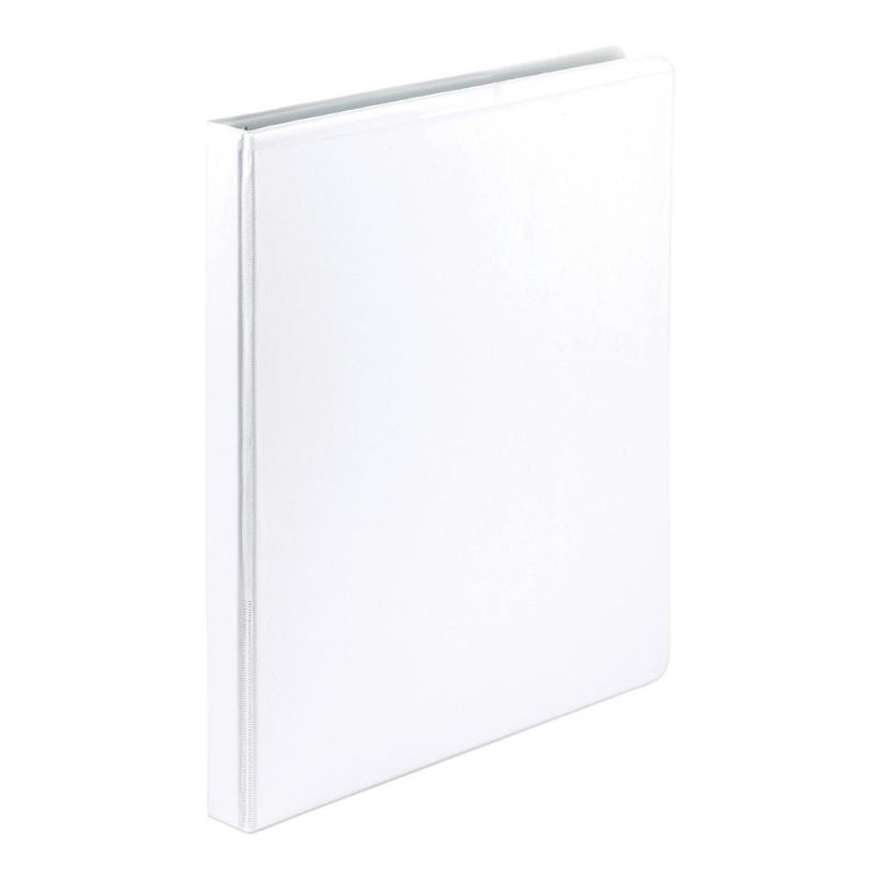 Samsill Economy 1/2" View Ring Binder - 1/2" Binder Capacity - Round Ring Fastener(S) - Polypropylene, Chipboard - White - Recycled - Durable, Clear Overlay - 12 / Carton