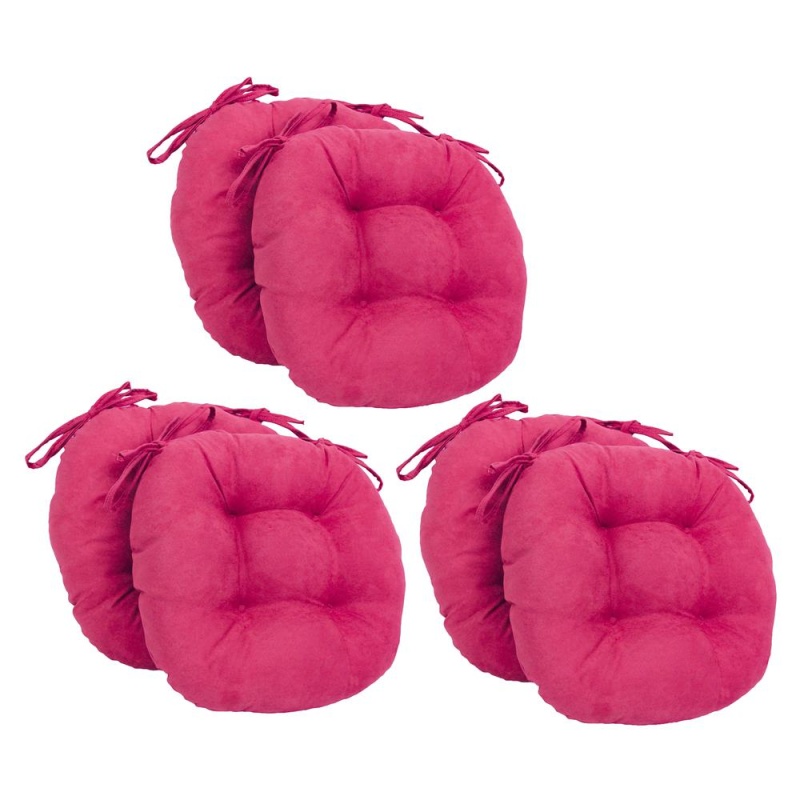 16-Inch Solid Microsuede Round Tufted Chair Cushions (Set Of 6) 916X16rd-T-6Ch-Ms-Bb