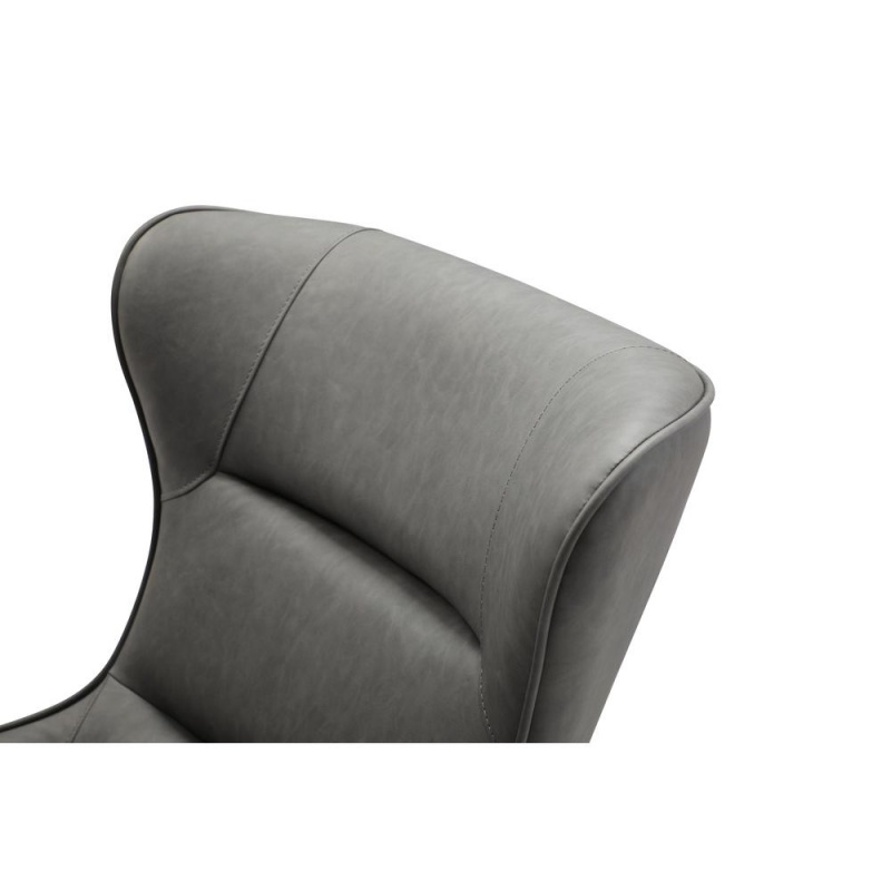 Wyatt Leisure Chair, Dark Grey Faux Leather, Sanded Black Coated Steel Base
