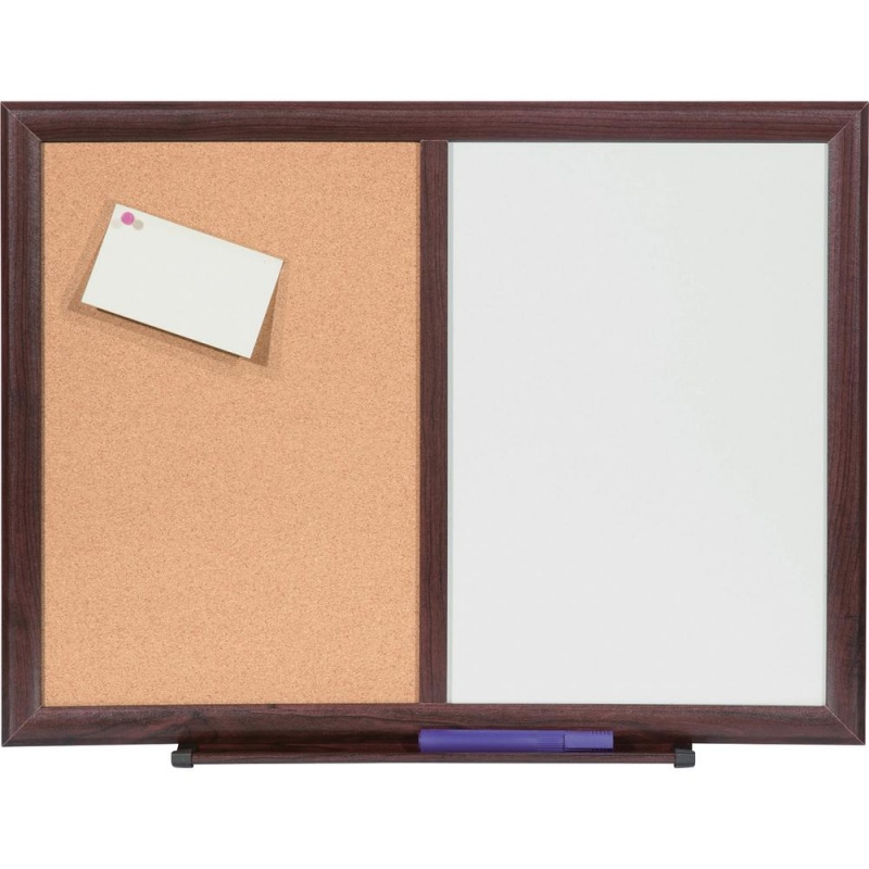 Lorell Dry-Erase/Bulletin Combo Board - 36" (3 Ft) Width X 48" (4 Ft) Height - Melamine Surface - Mahogany Wood Frame - 1 Each