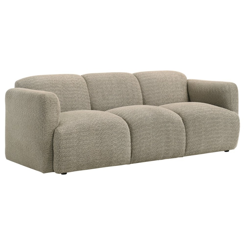 Dorset Brown Fabric Upholstered Round Track Arm Sofa