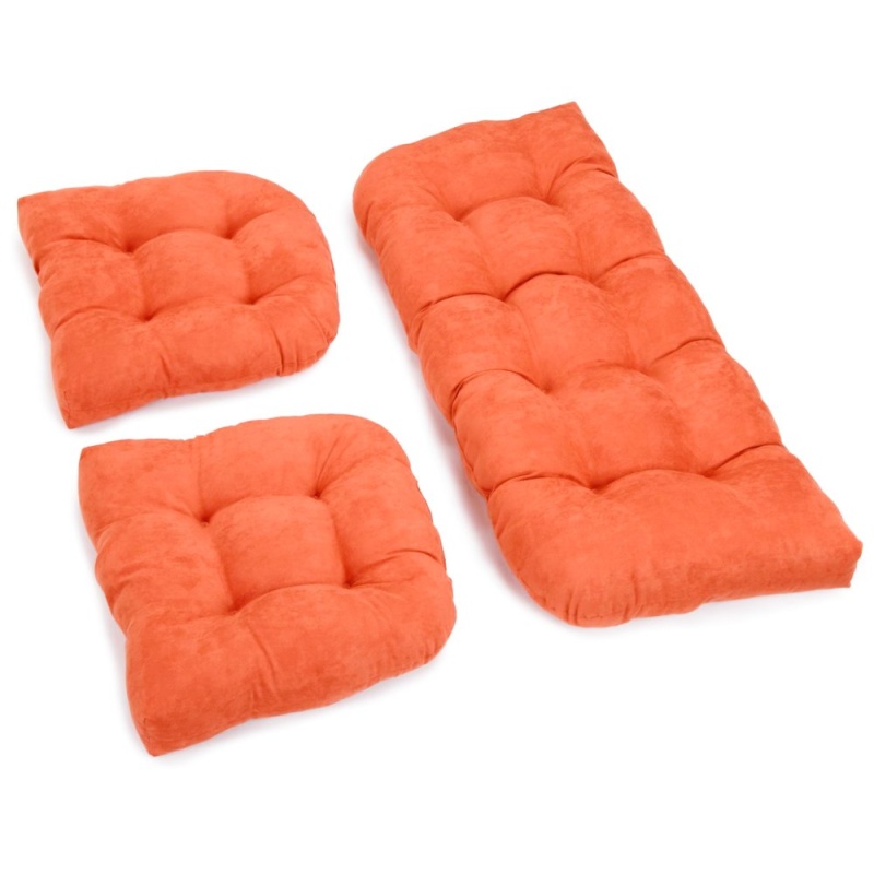 U-Shaped Microsuede Tufted Settee Cushion Set (Set of 3)