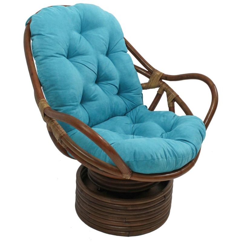 International Caravan Rattan Swivel Rocker with Micro Suede Cushion