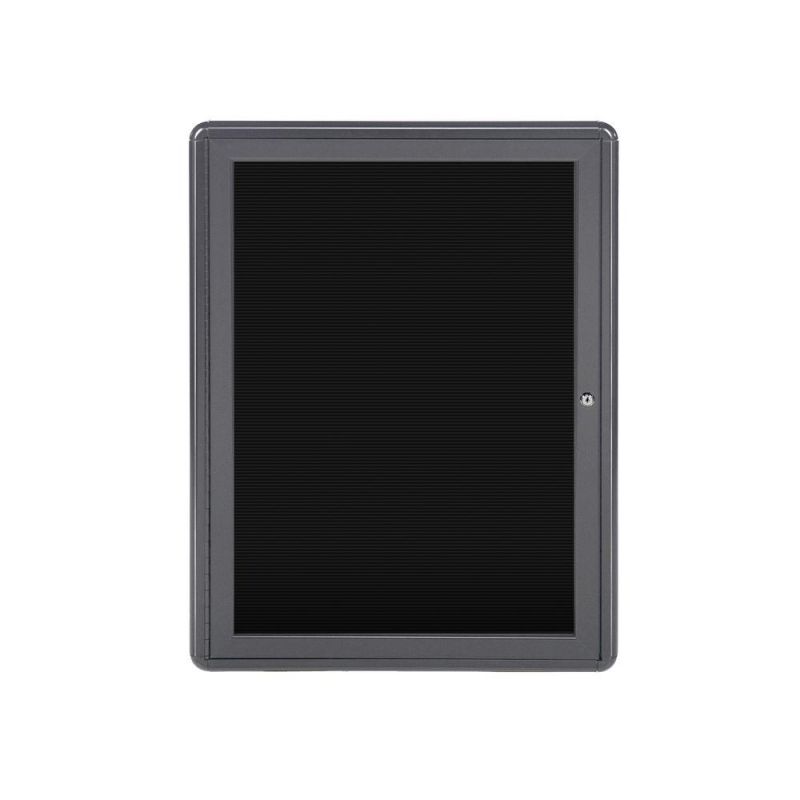 34"X24" 1-Door Ovation Letterboard Black - Gray Frame