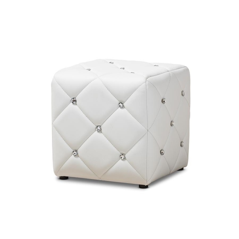 Stacey Modern And Contemporary White Faux Leather Upholstered Ottoman