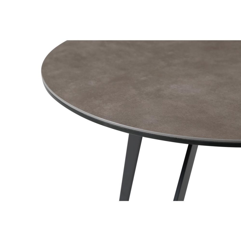 Santiago Side Table, 6Mm Glass + 3Mm Ceramic Top (500, 400 & 300), Matte Black Powder Coated Iron Base